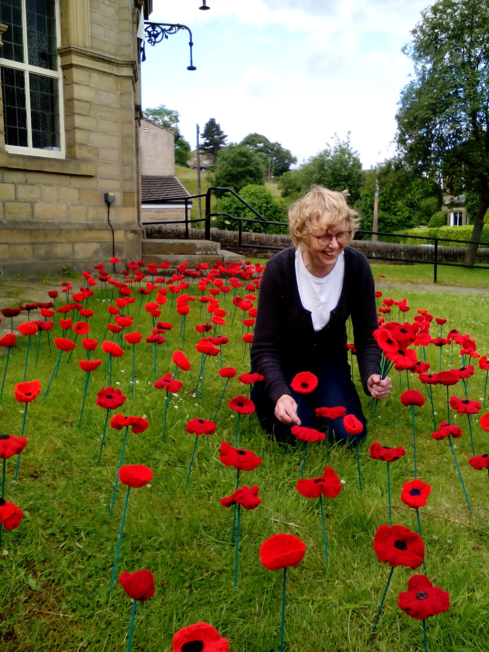 Knitted poppies
