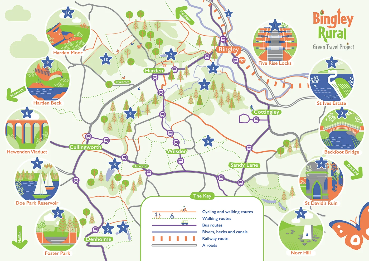 Bingley Rural Green Travel Map